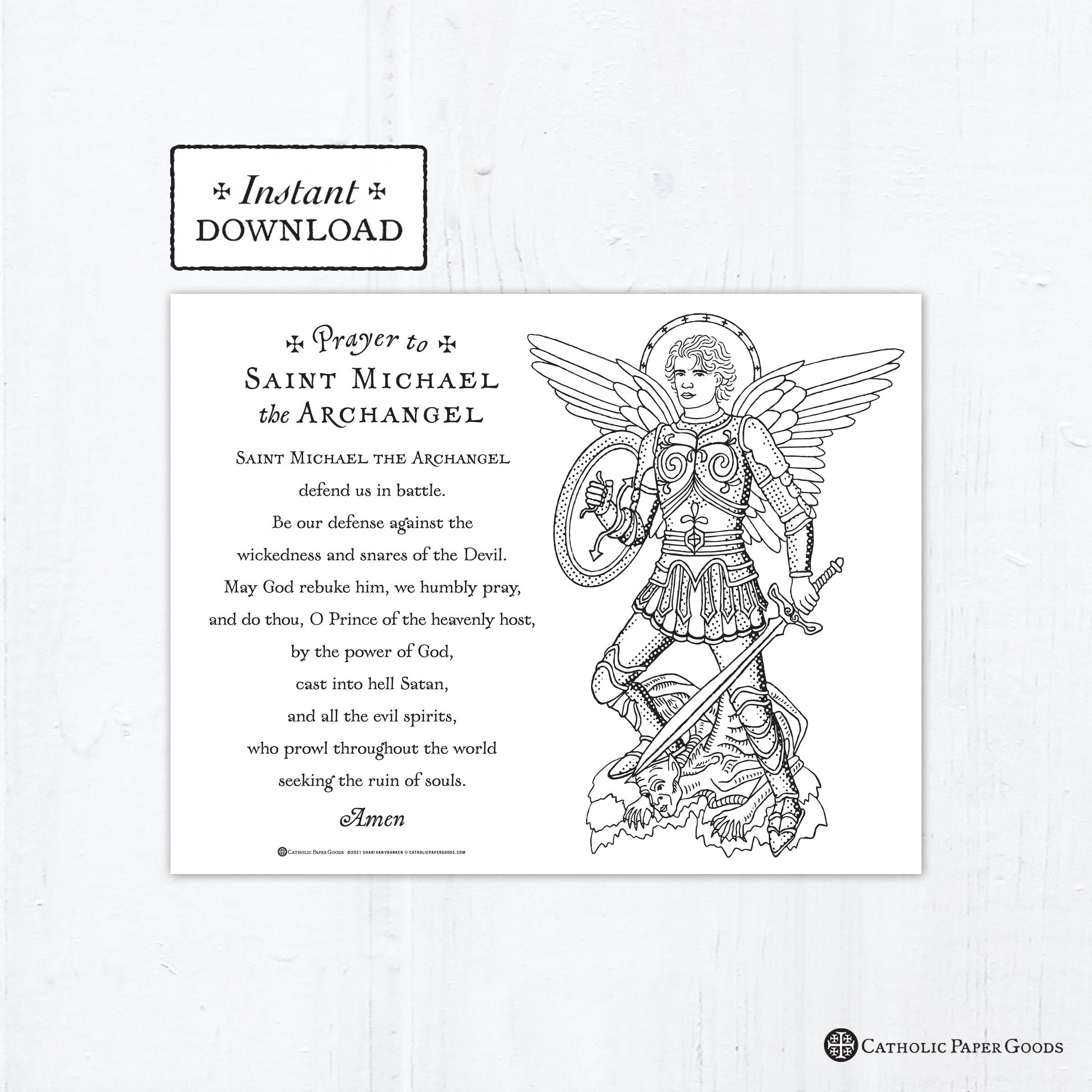 Saint Michael The Archangel Prayer Coloring Page, Printable with regard to Printable Free Printable St Michael Prayer