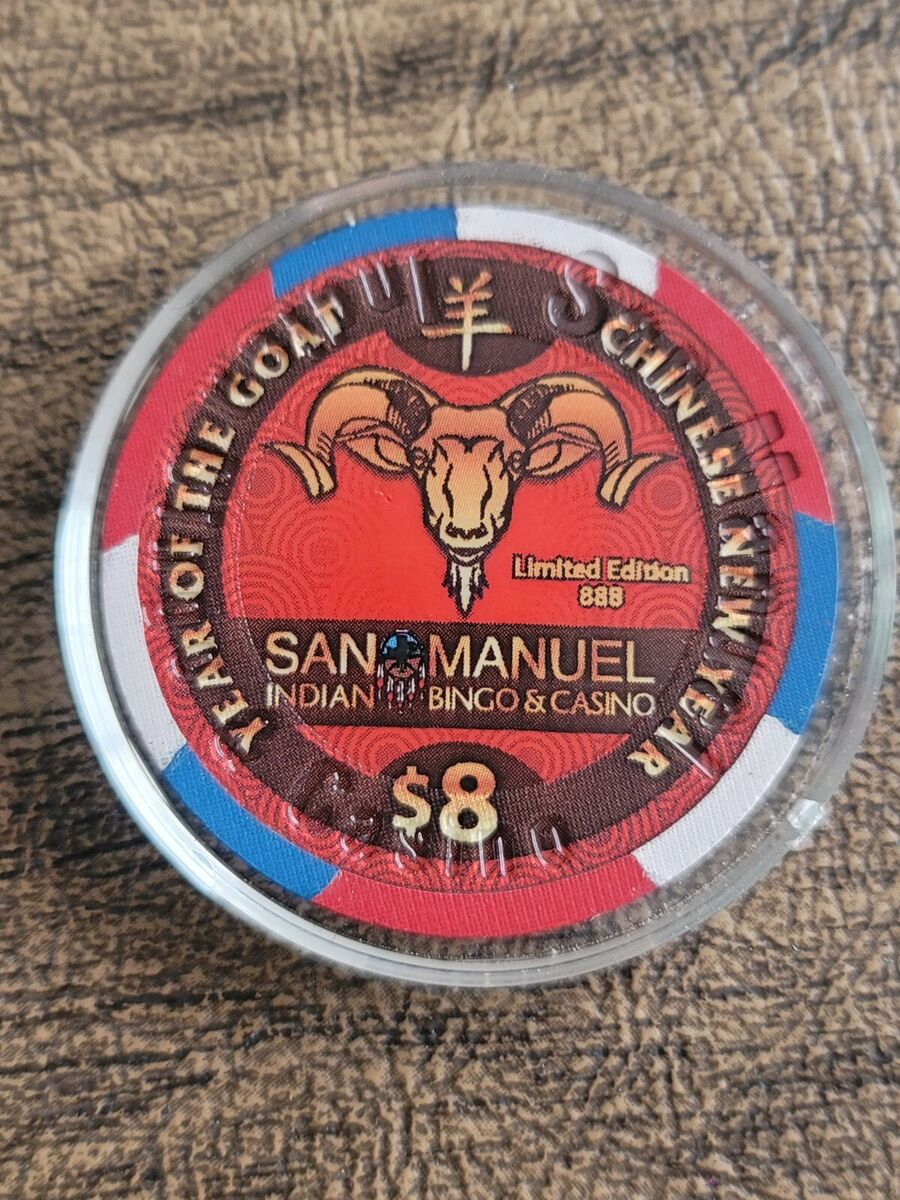 San Manuel Indian Bingo &amp;amp; Casino $8 Poker Chip Year Of The Goat pertaining to San Manuel Indian Bingo and Casinofour Card Poker