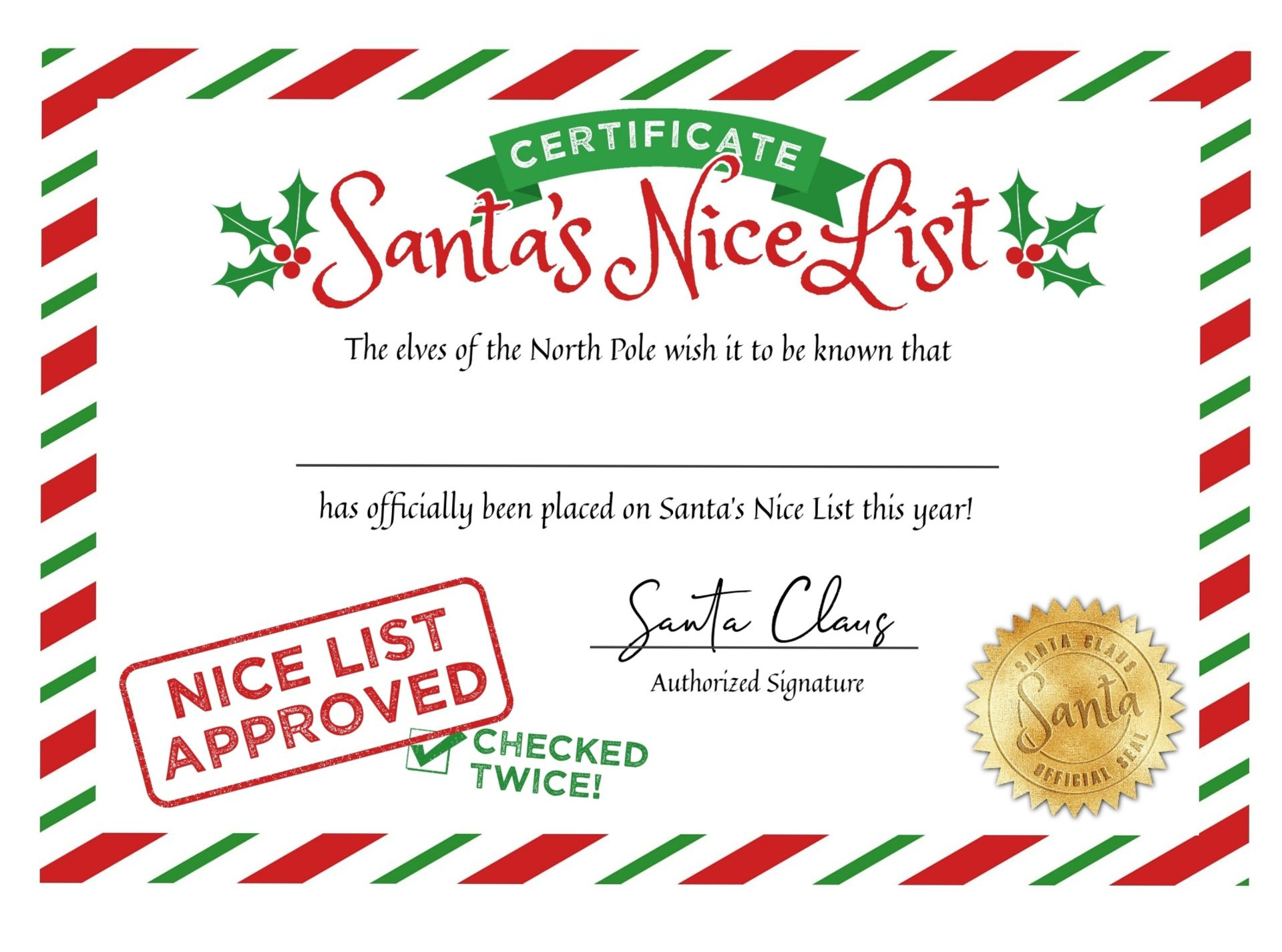 Santa Nice List Certificate | Nice List Certificate, Christmas intended for Santa Nice List Certificate Printable