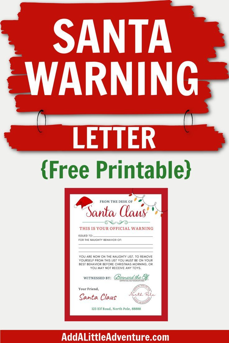 Santa Warning Letter - Free Printable in Warning Letter From Santa Free Printable