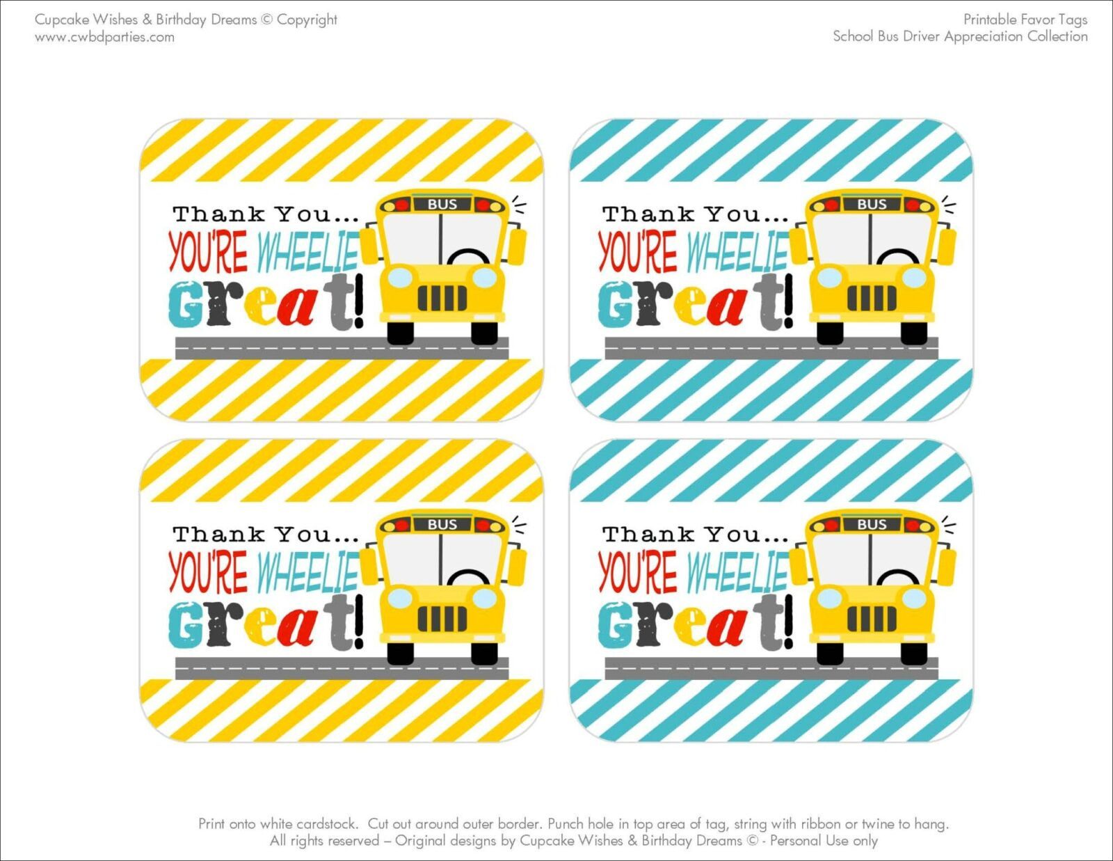 School Bus Driver Appreciation Free Printables {Teacher intended for Free Printable Bus Driver Appreciation Printables