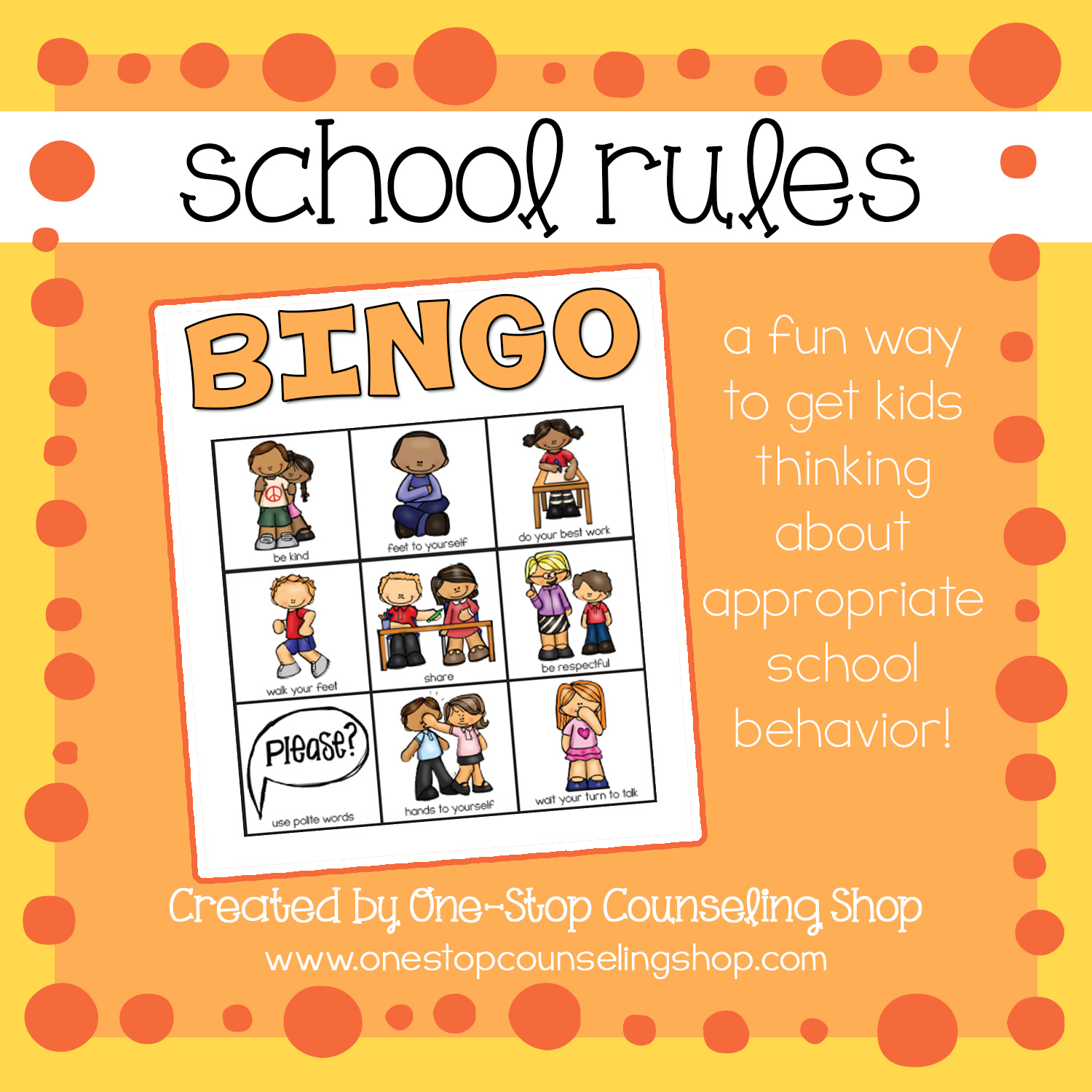 School Rules Bingo – One-Stop Counseling Shop pertaining to Bingo Card Game Rules