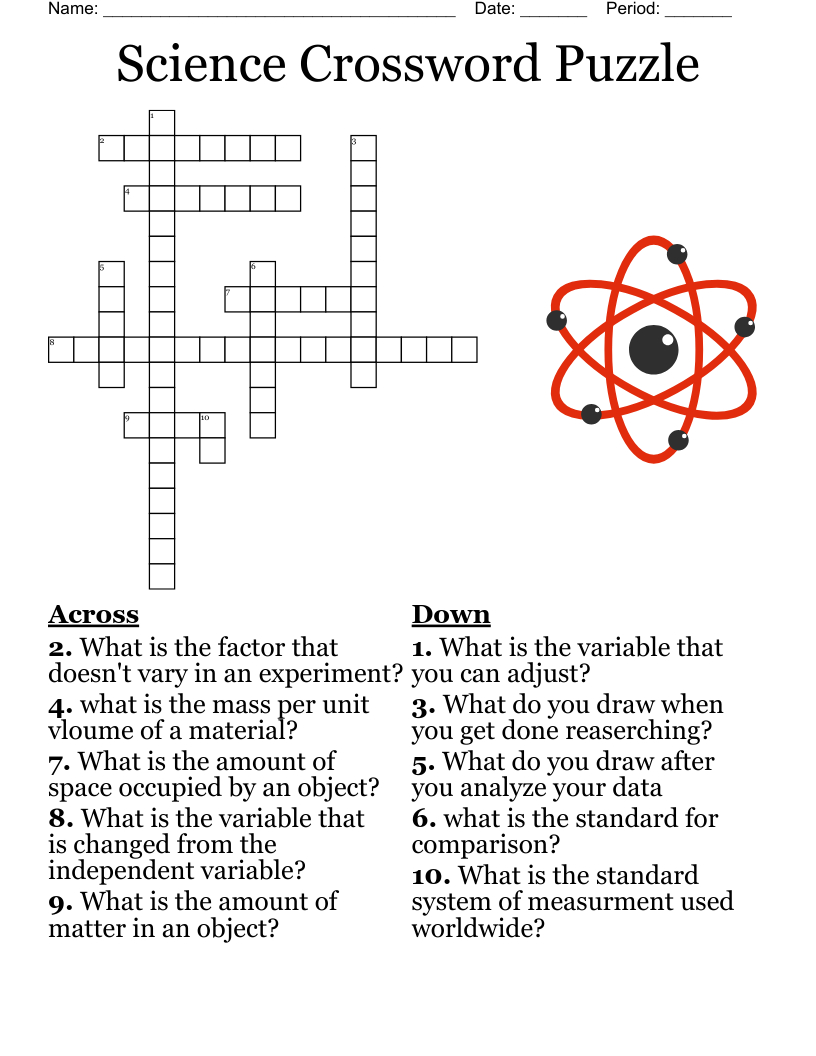 Science Crossword Puzzle - Wordmint with Crossword Puzzle Science Printable