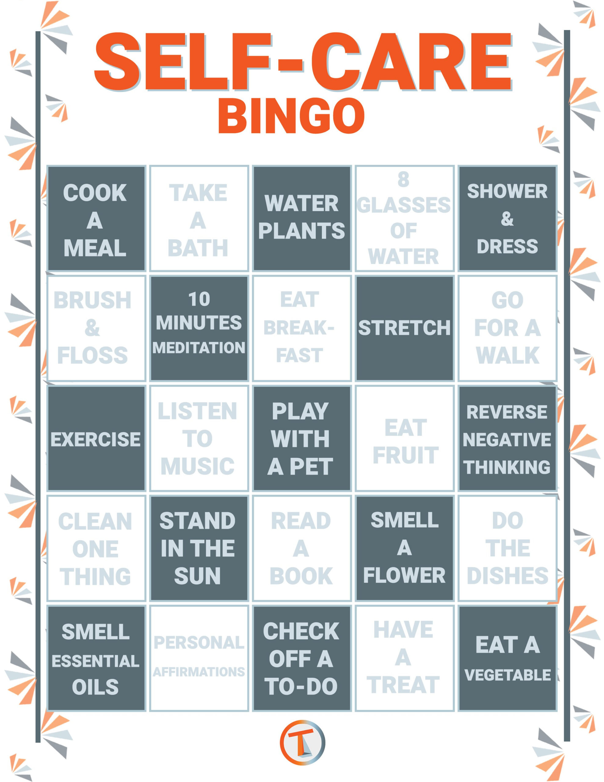 Self-Care Bingo — Tilton&amp;#039;S Therapy throughout Self Care Bingo Card