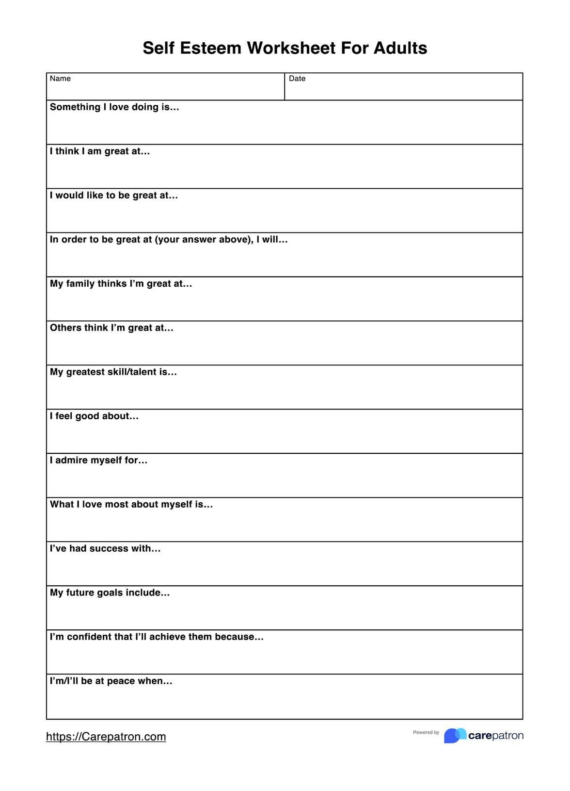Self-Esteem Worksheet For Adults &amp;amp; Example | Free Pdf Download intended for Printable Worksheets For Adults