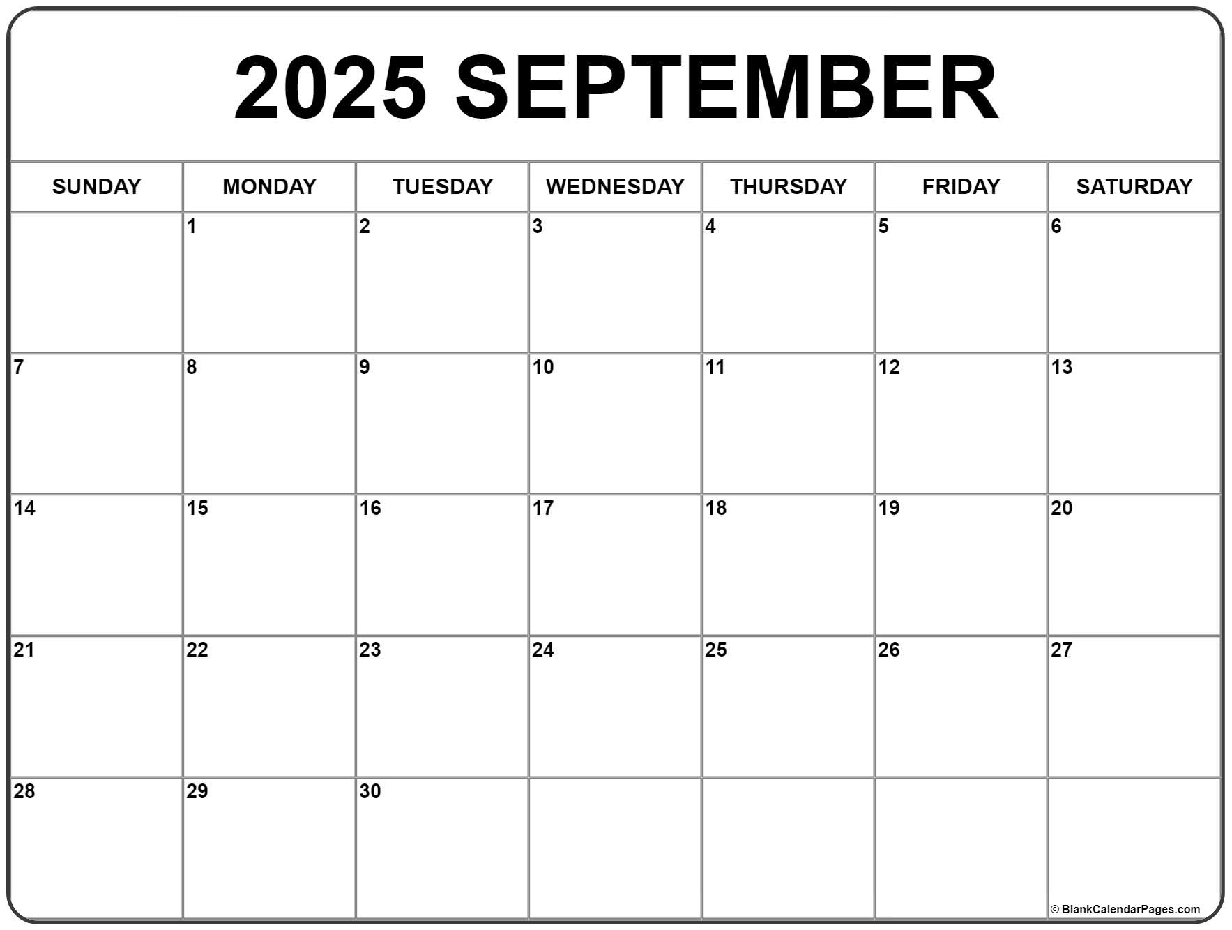 September 2025 Calendar | Free Printable Calendars pertaining to Free Printable September 2025