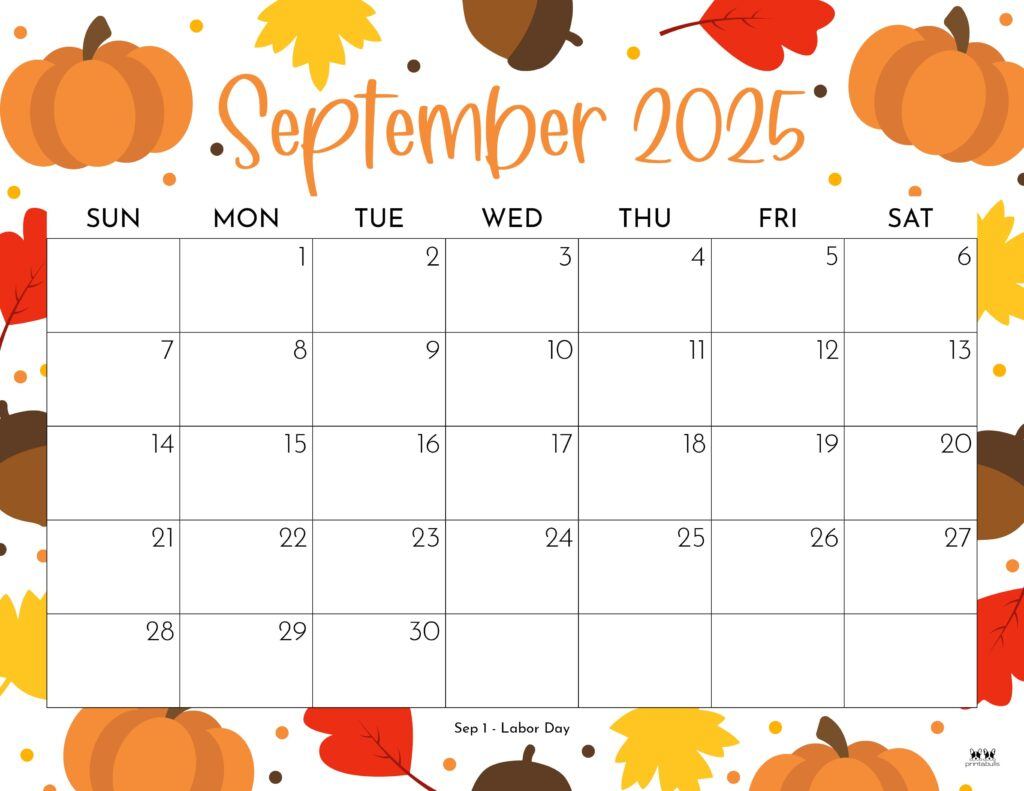 September 2025 Calendars - 107 Free Printables | Printabulls inside Free Printable September 2025
