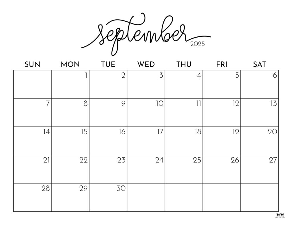 September 2025 Calendars - 107 Free Printables | Printabulls regarding Free Printable September 2025