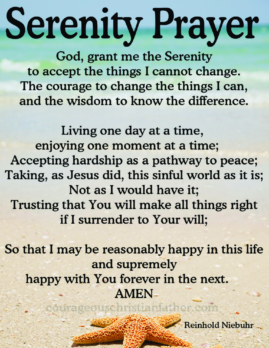 Serenity Prayer - Courageous Christian Father throughout Full Serenity Prayer Printable Free