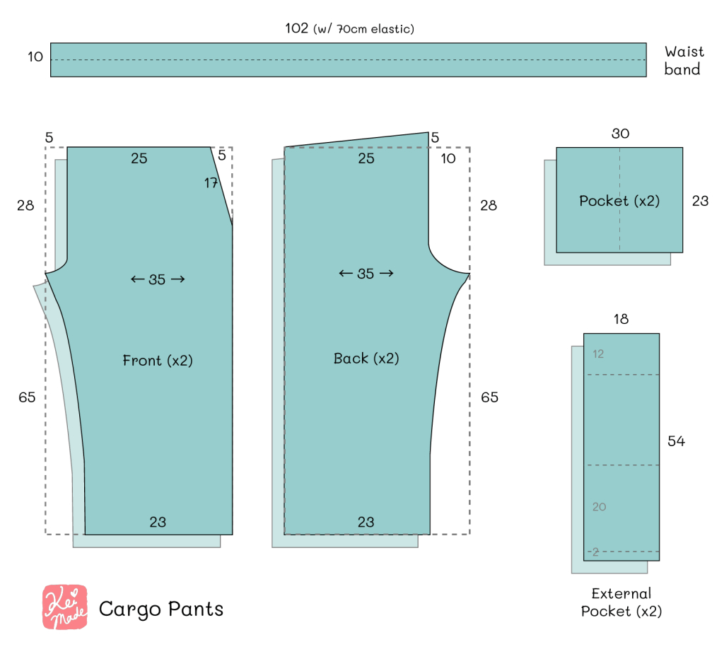 Sewing Easy Cargo Pants (From A Flannelette Bed Sheet) - Keimade inside Printable Pants Pattern Free