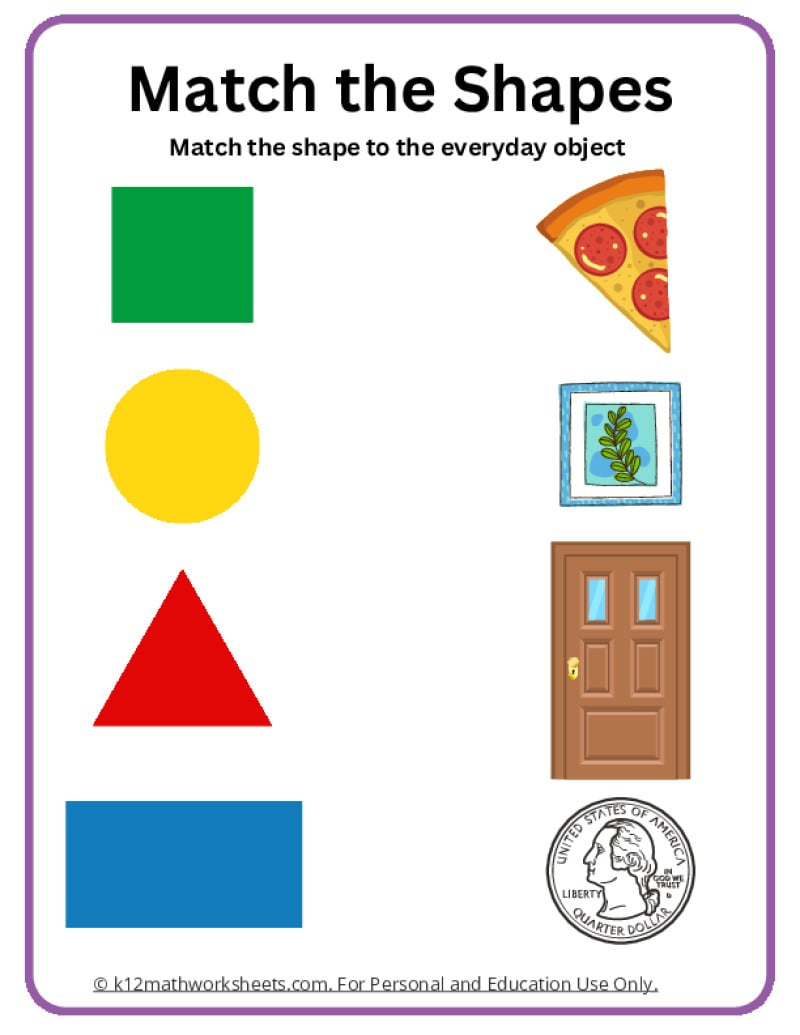 Shapes Worksheets within Free Printable Matching Shapes Worksheets