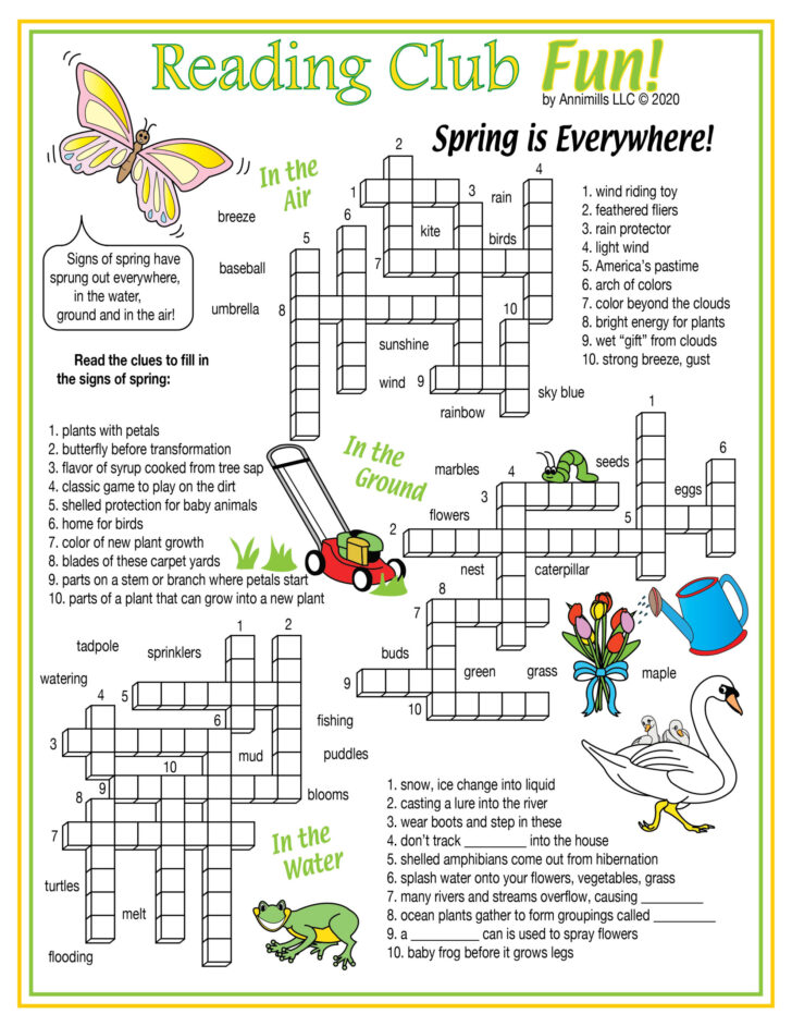 Spring Crossword Puzzles Printable