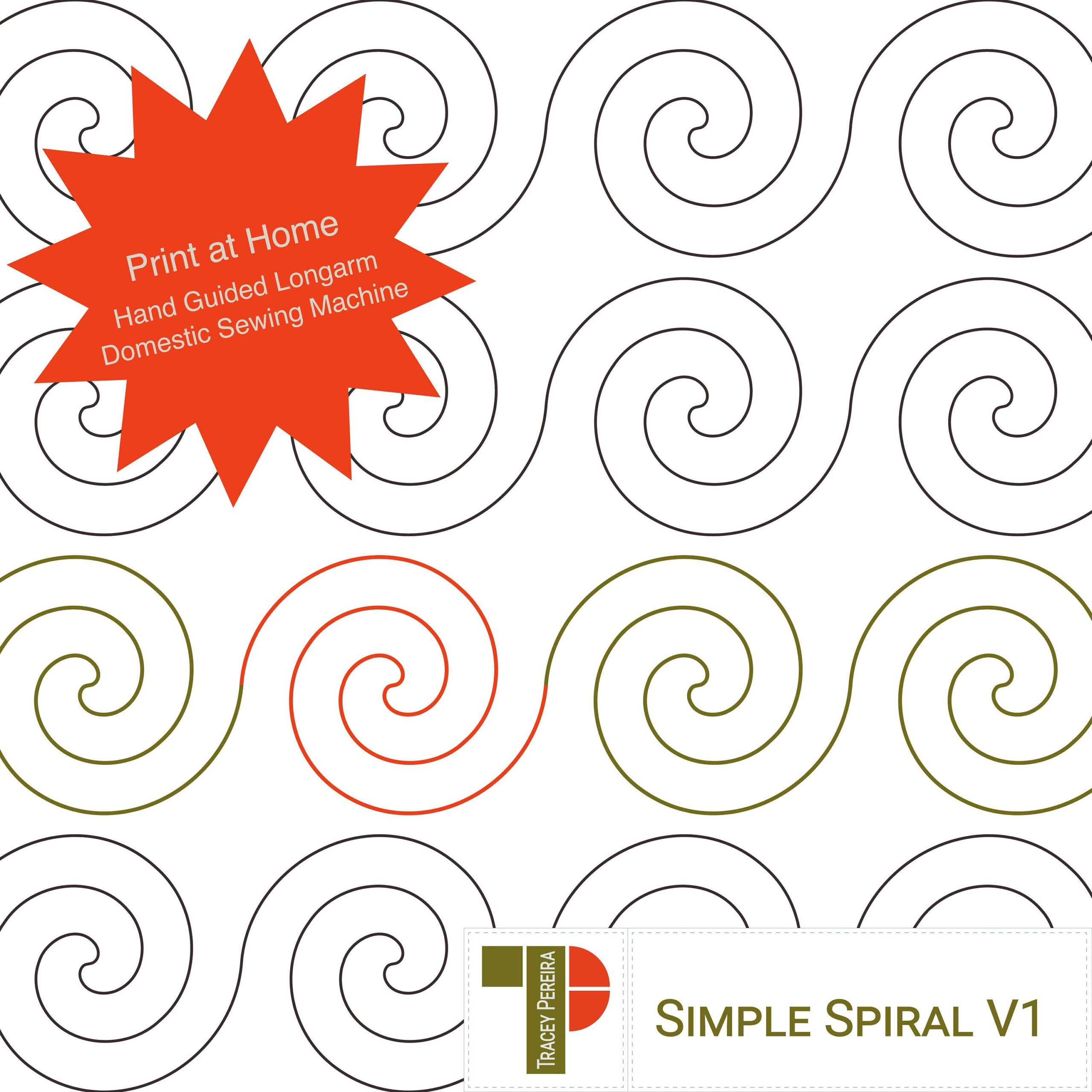 Simple Spiral Paper Version - A Set Of Two Print-At-Home Pdf within Free Printable Pantographs For Longarm Quilting