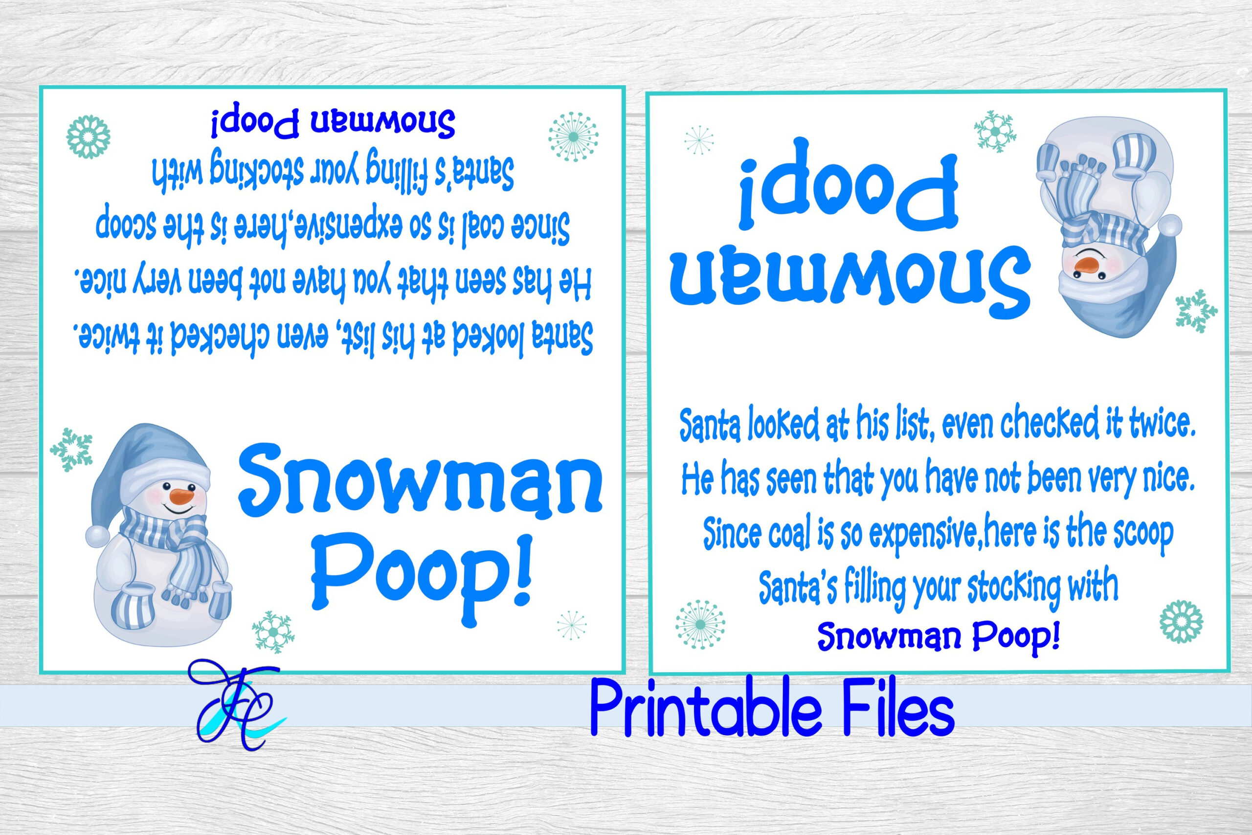 Snowman Poop! Bag Topper for Snowman Poop Poem Free Printable