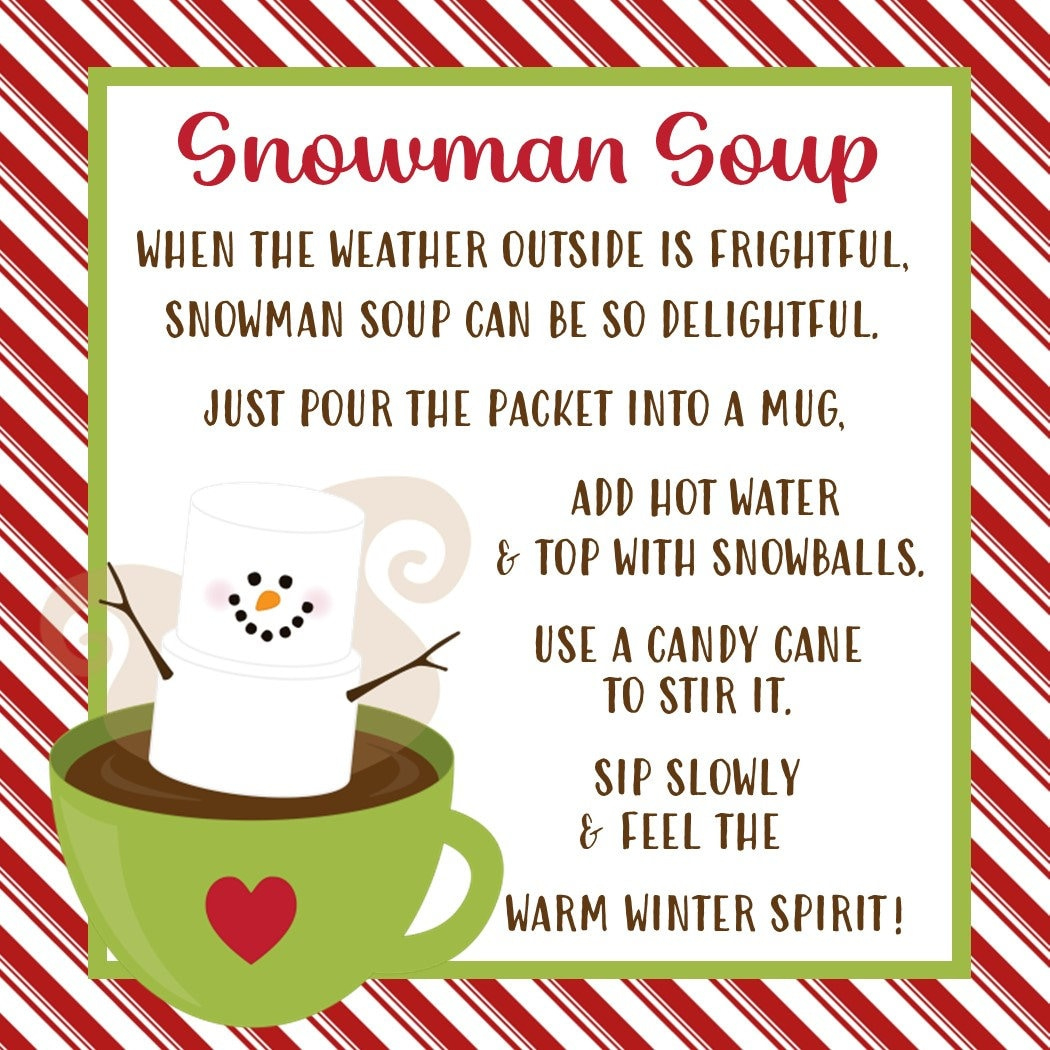 Snowman Soup Favor Tag - Printable File - Instant Download regarding Template Free Printable Snowman Soup Labels