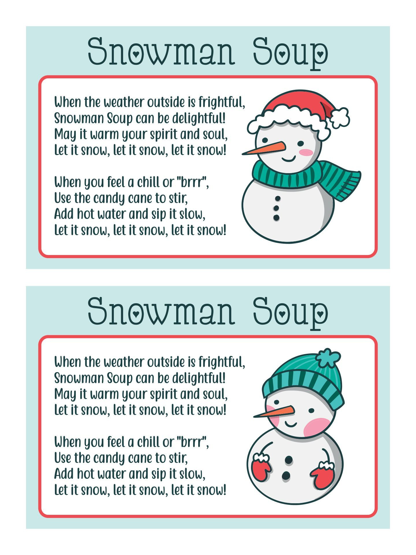 Snowman Soup Labels - 10 Free Pdf Printables | Printablee with regard to Free Printable Snowman Soup Labels