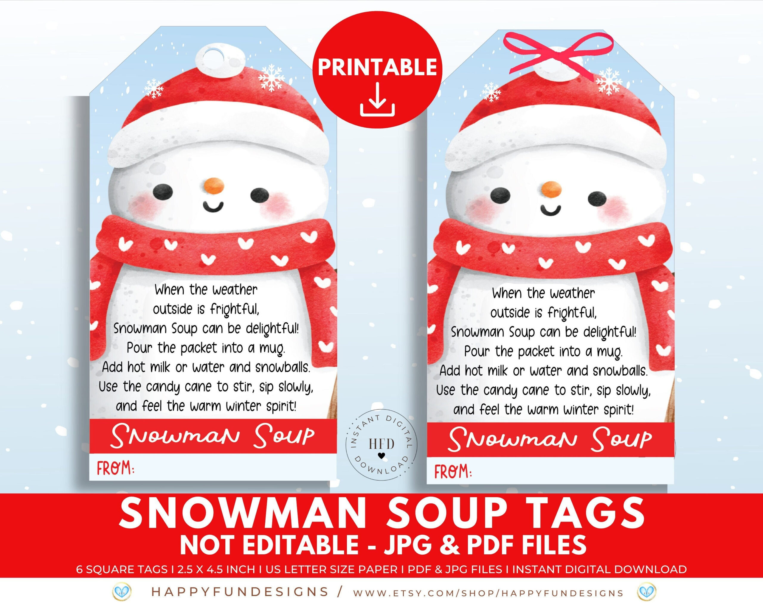 Snowman Soup Tag Printable, Snowman Soup Treat Bag Topper, Pta in Template Free Printable Snowman Soup Labels