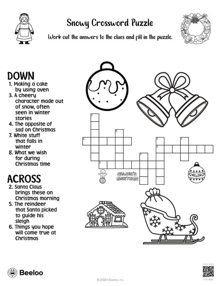 Winter Crossword Printable