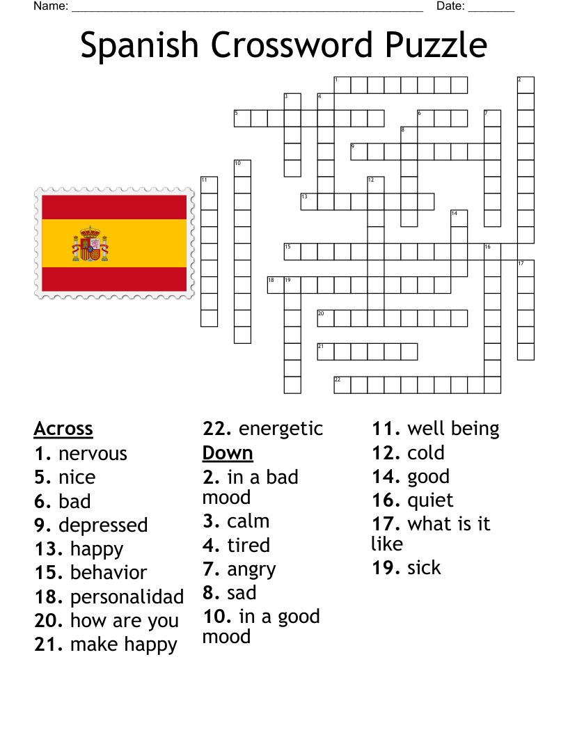 Spanish Crossword Puzzle - Wordmint for Free Printable Crossword Puzzles in Spanish