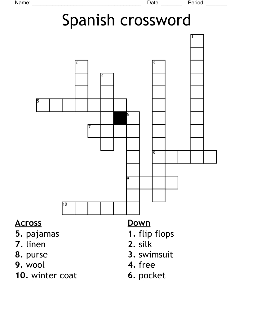 Spanish Crossword - Wordmint pertaining to Free Printable Crossword Puzzles In Spanish