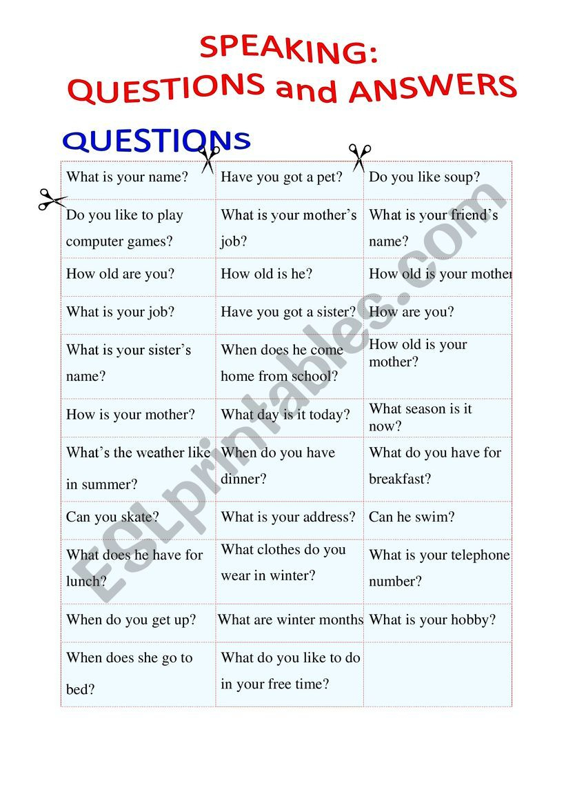 Speaking Cards For Beginners - Esl Worksheetlerlechka inside English Speaking Worksheets For Beginners