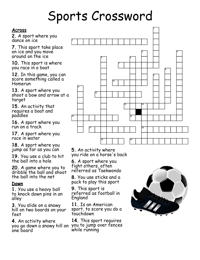 Sports Crossword - Wordmint intended for Sports Crosswords Printable