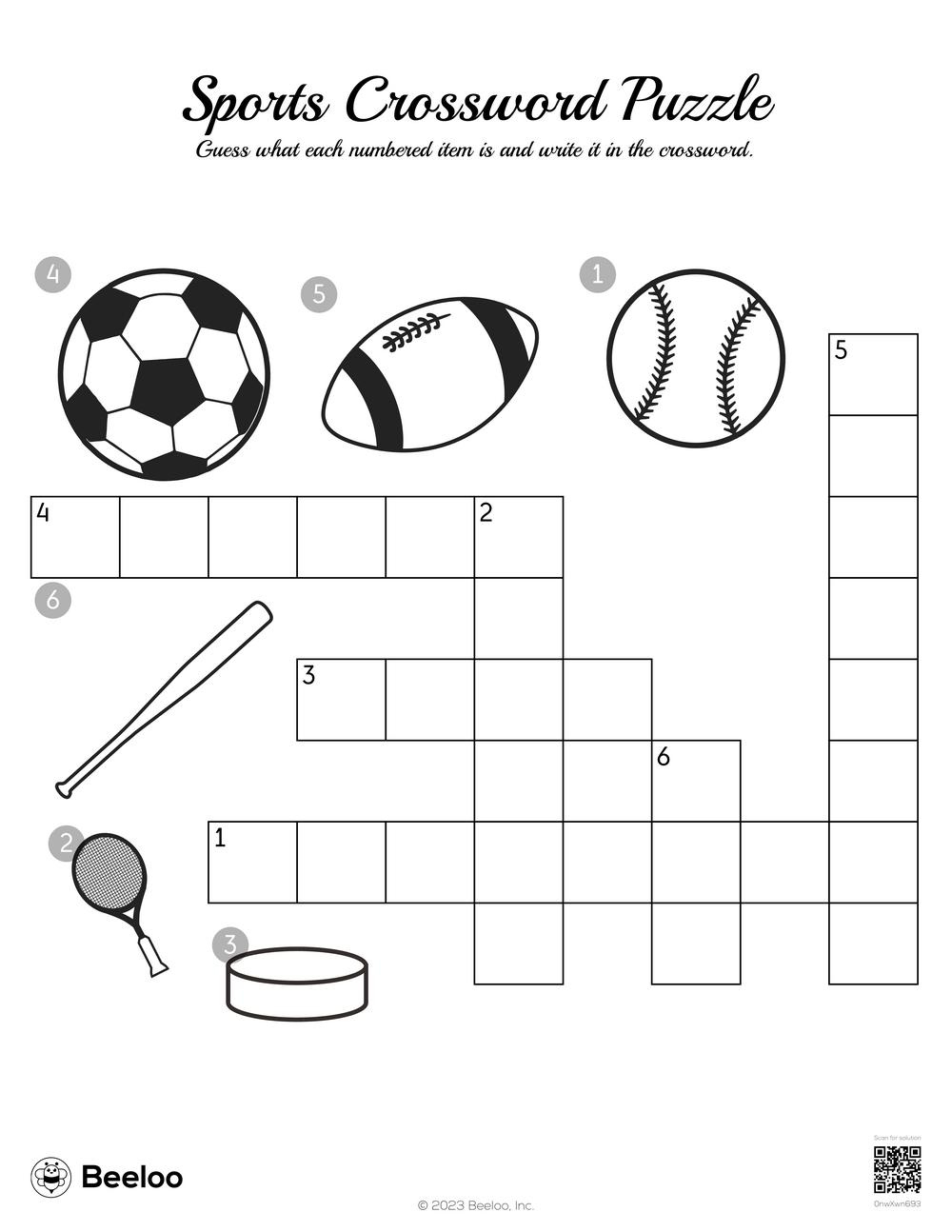 Sports-Themed Crossword Puzzles • Beeloo Printable Crafts And with Sports Crosswords Printable