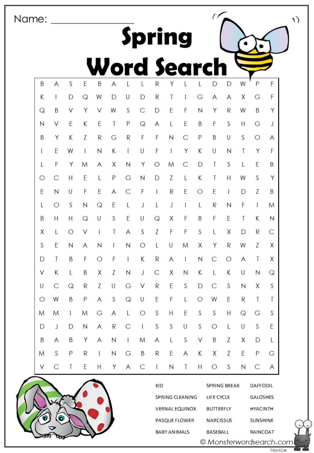Spring Word Search 2 - Monster Word Search with Free Printable Spring Word Searches
