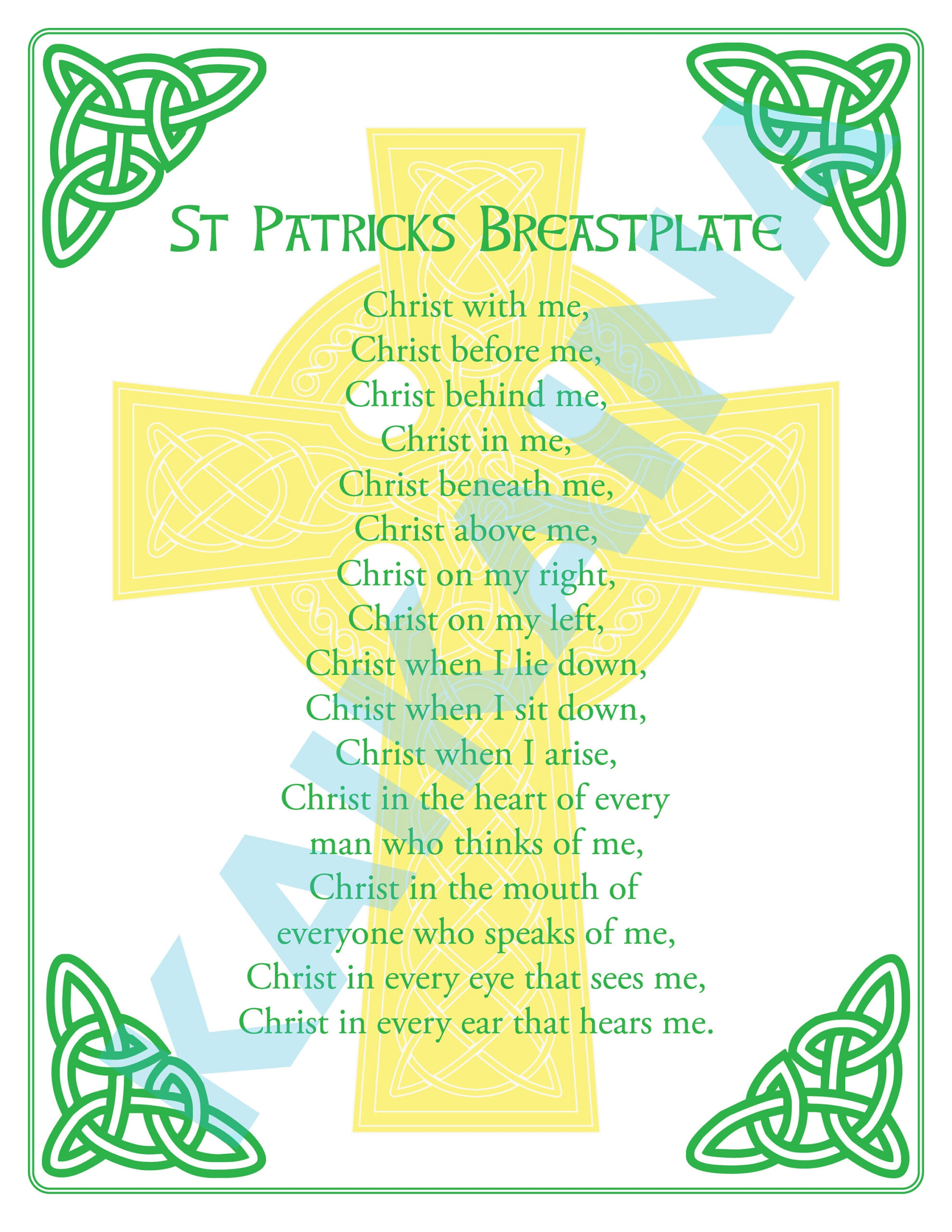 St. Patrick Breastplate Prayer Printable 8.5 X 11 Poster &amp;quot;Christ With Me.&amp;quot; pertaining to Printable Prayer of St Patrick