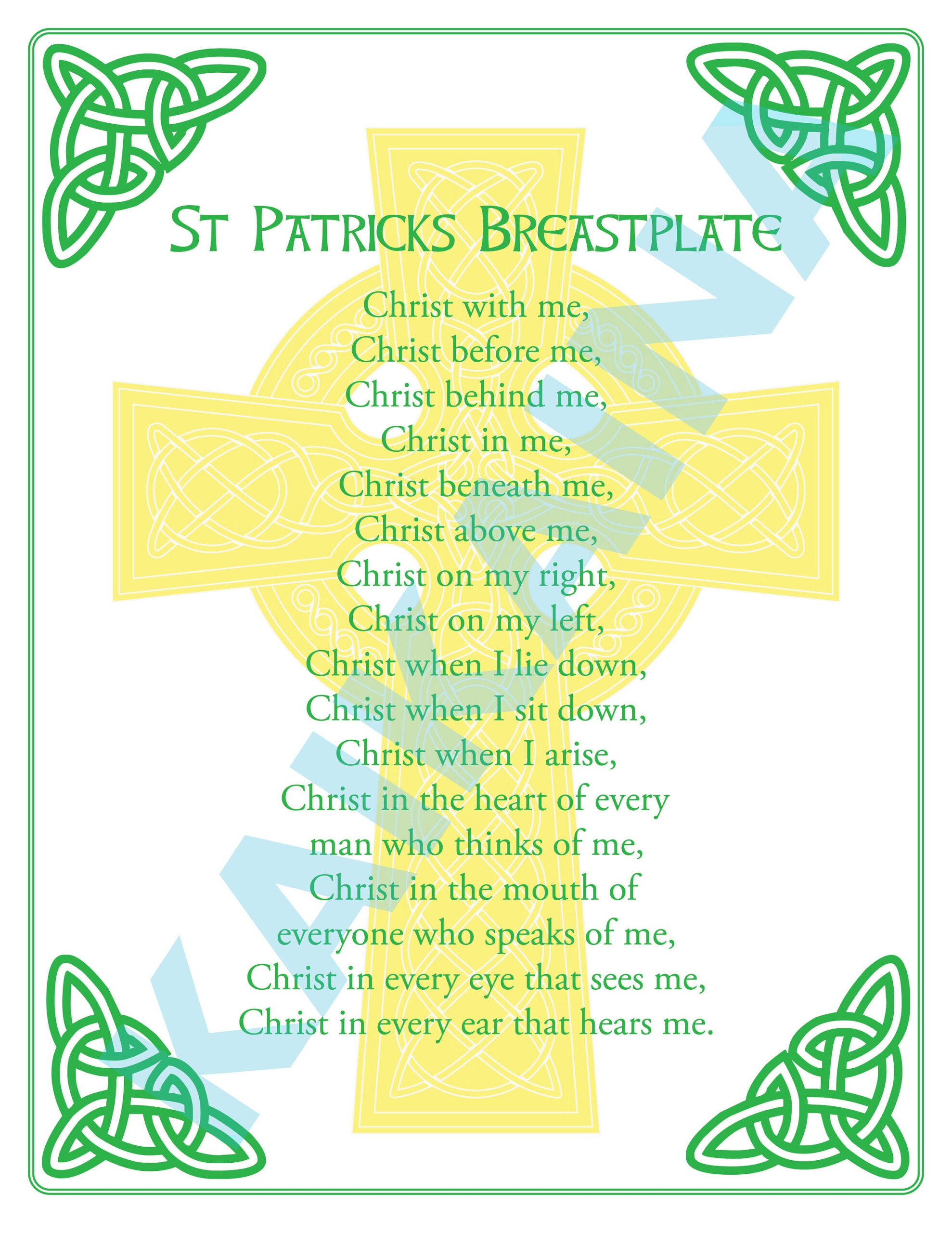 St. Patrick Breastplate Prayer Printable 8.5 X 11 Poster &amp;quot;Christ With Me.&amp;quot; within Free Printable Printable St Patrick&amp;amp;#039;s Breastplate