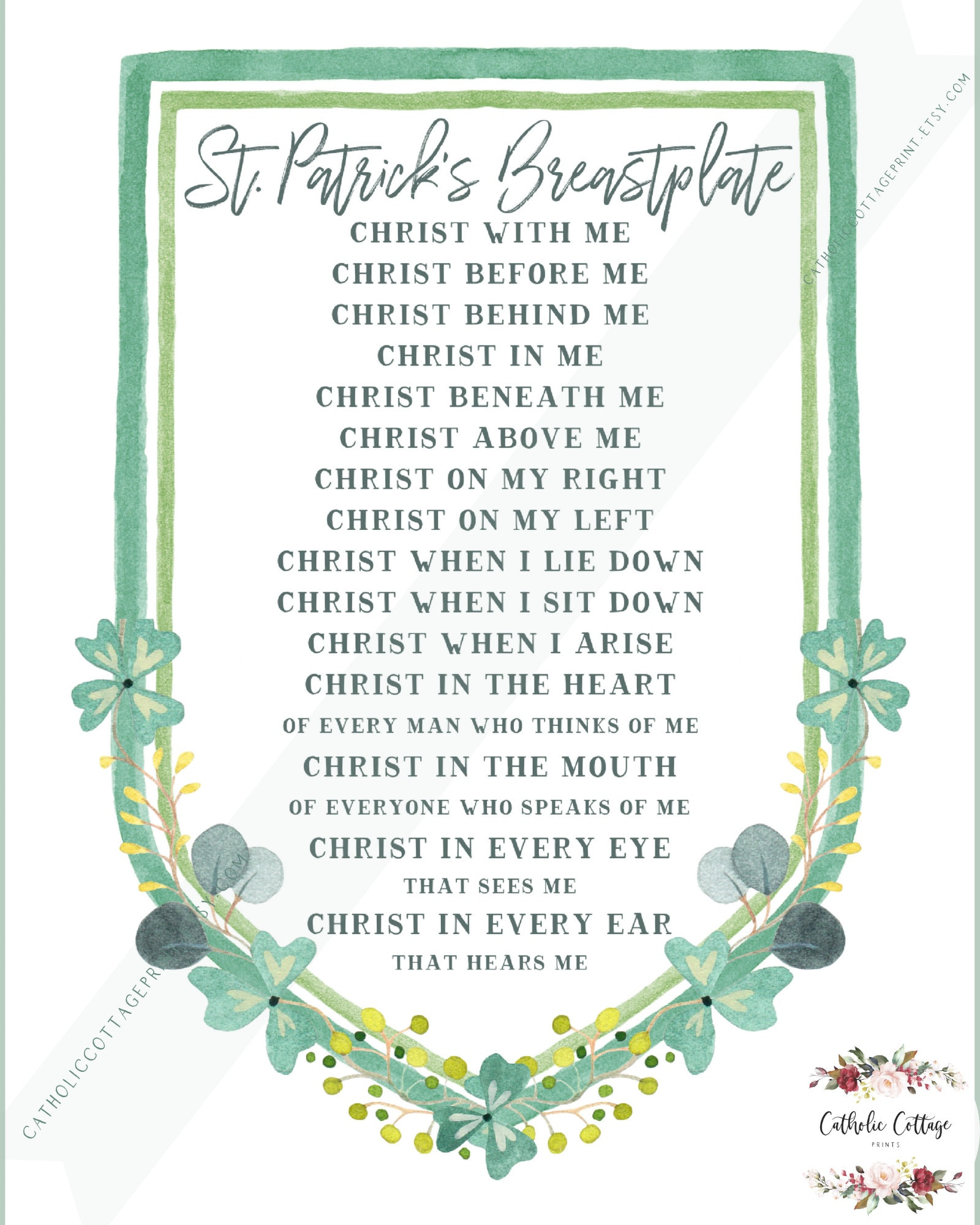 St. Patrick&amp;#039;S Breastplate Printable - Christ With Me, Christ within Free Printable Printable St Patrick&amp;amp;#039;s Breastplate