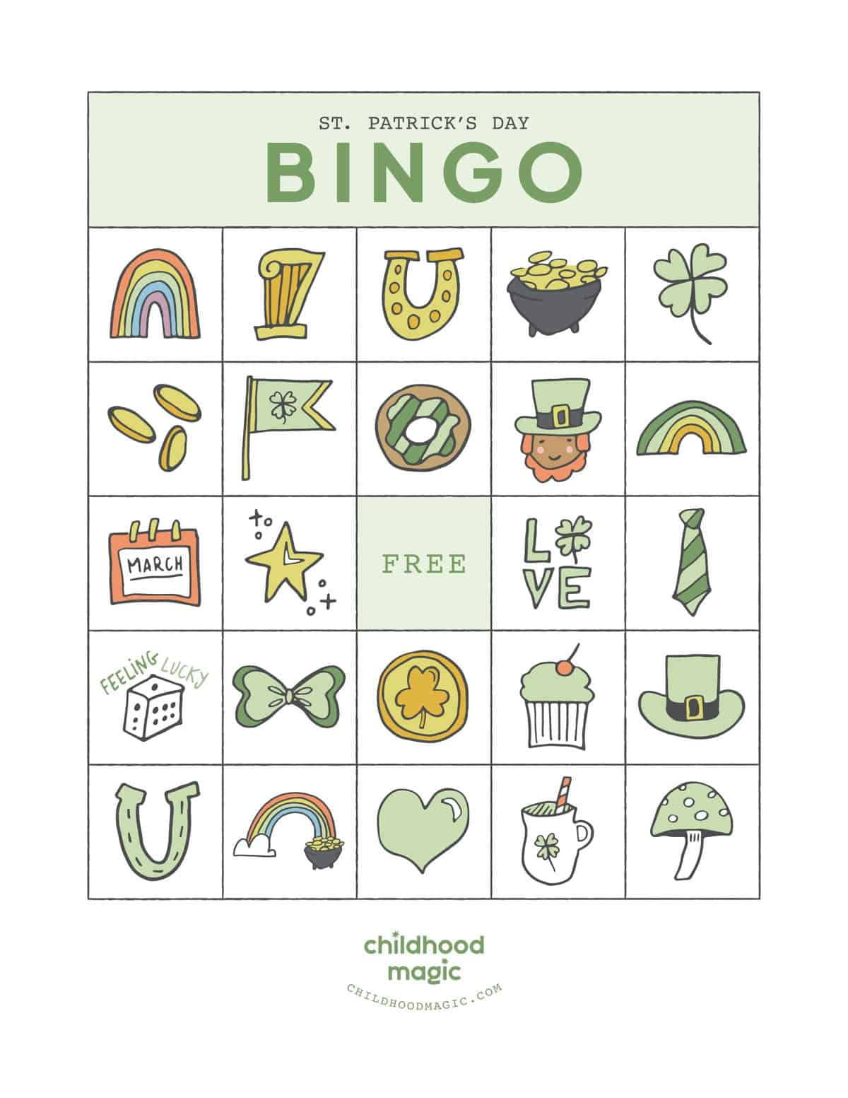 St. Patrick&amp;#039;S Day Bingo - Childhood Magic in St Patrick&amp;#039;S Day Bingo Cards Printable