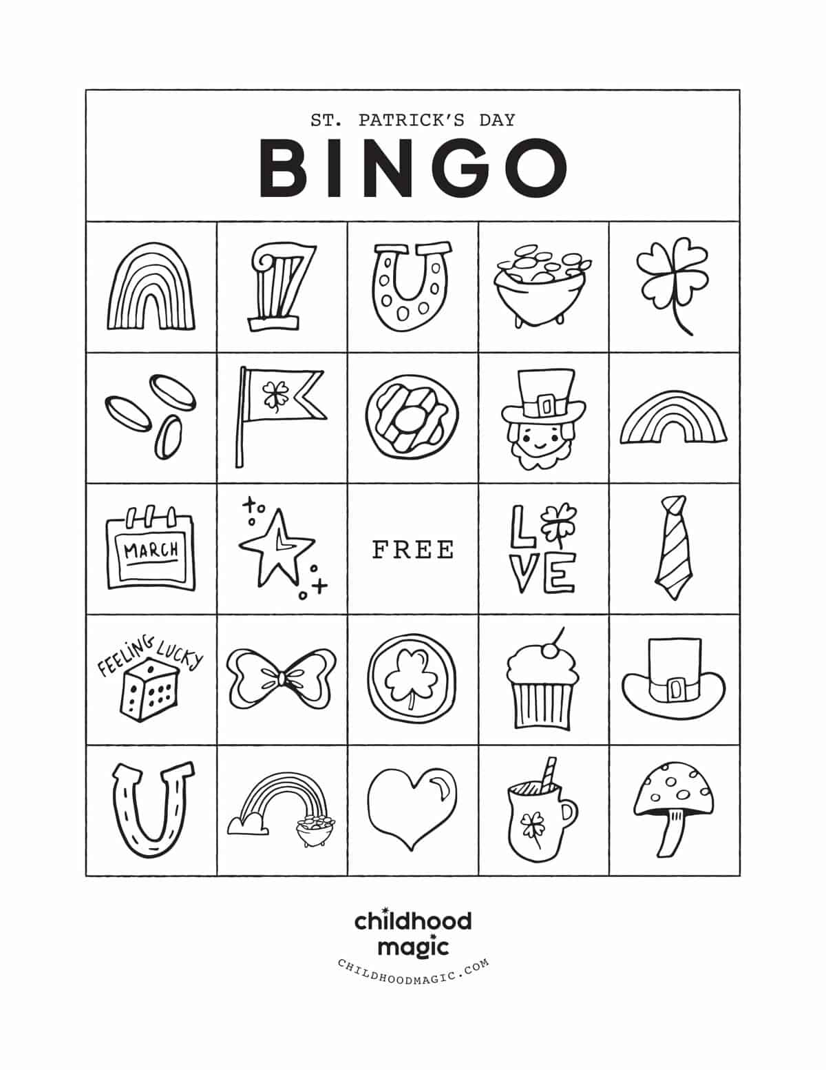 St. Patrick&amp;#039;S Day Bingo - Childhood Magic with regard to St Patrick&amp;amp;#039;s Day Bingo Cards Printable