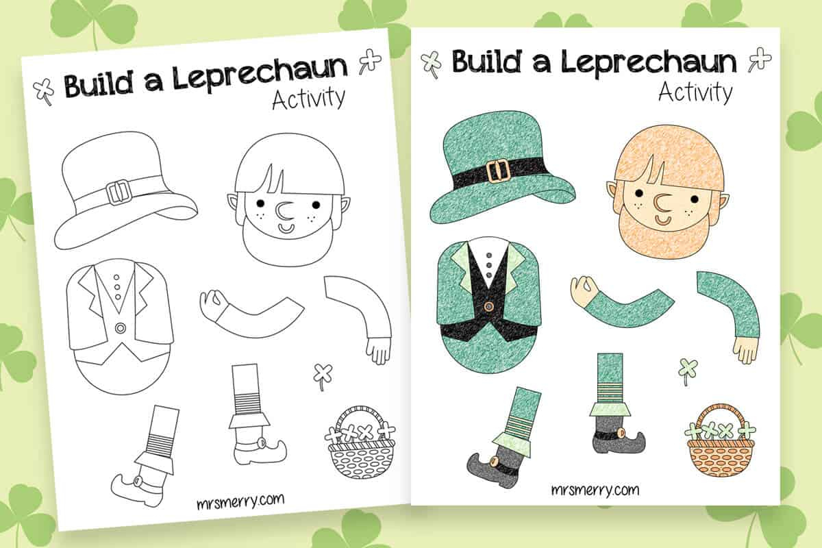 St. Patrick&amp;#039;S Day Build A Leprechaun Printable | Mrs. Merry inside Leprechaun Cut Out Printable