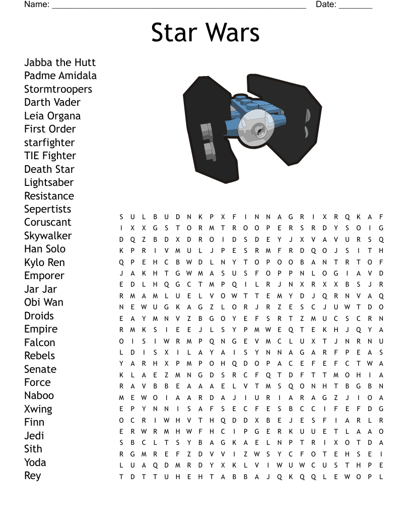 Star Wars Crossword - Wordmint in Star Wars Crossword Puzzle Printable