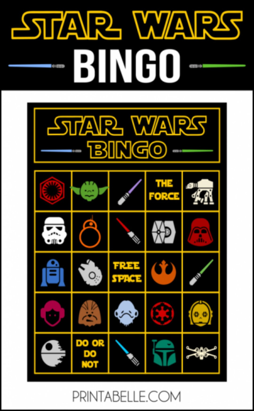 Star Wars Inspired Bingo Game Printable - Instant Download! (Pdf in Star Wars Bingo Printable