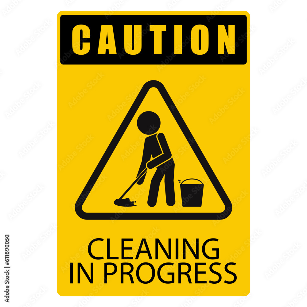 Stock-Vektorgrafik „Printable Safety Sign Stickman Moping Floor throughout Cleaning In Progress Sign Printable