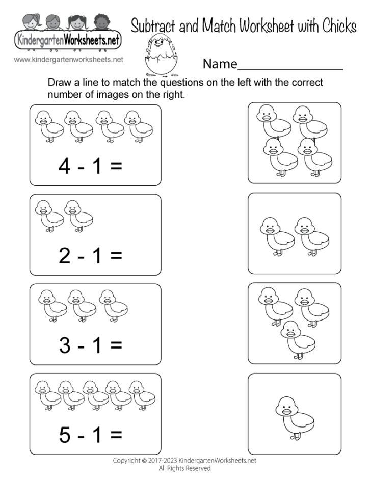 Column Subtraction With Birds Worksheet