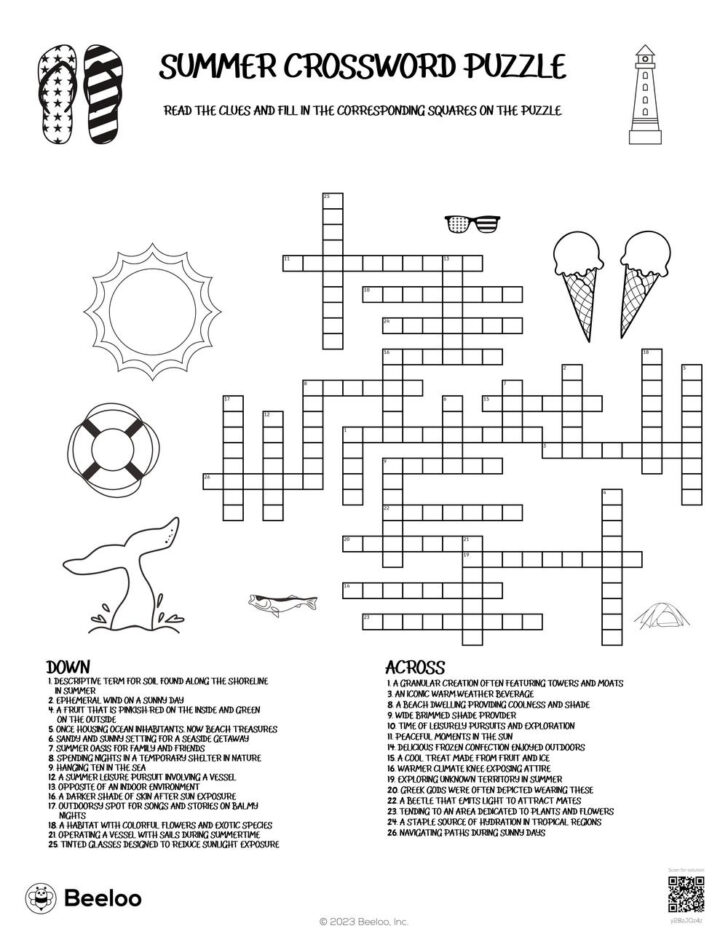 Summer Crossword Puzzle Printable