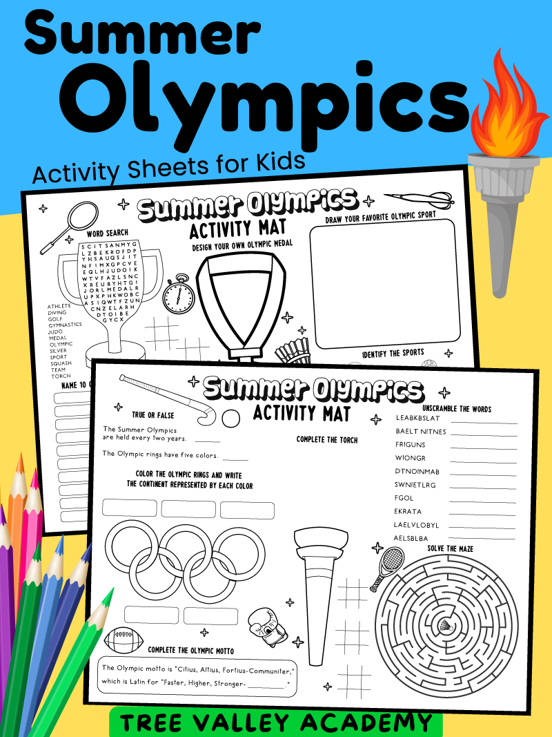 Summer Olympic Activity Sheets - Tree Valley Academy with Olympics Math Worksheet Printable