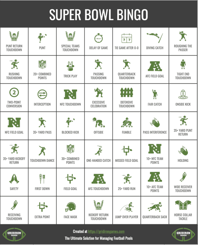 Super Bowl Bingo 2025 Free Printable Cards - Commercial Bingo throughout Super Bowl Bingo Cards 2025 Printable