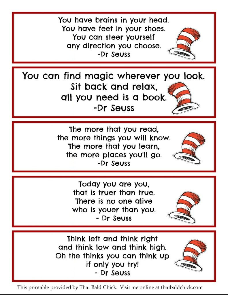 Super Fun Dr. Seuss Printables + #Free #Printable Bookmarks! for Free Dr Seuss Quote Printables