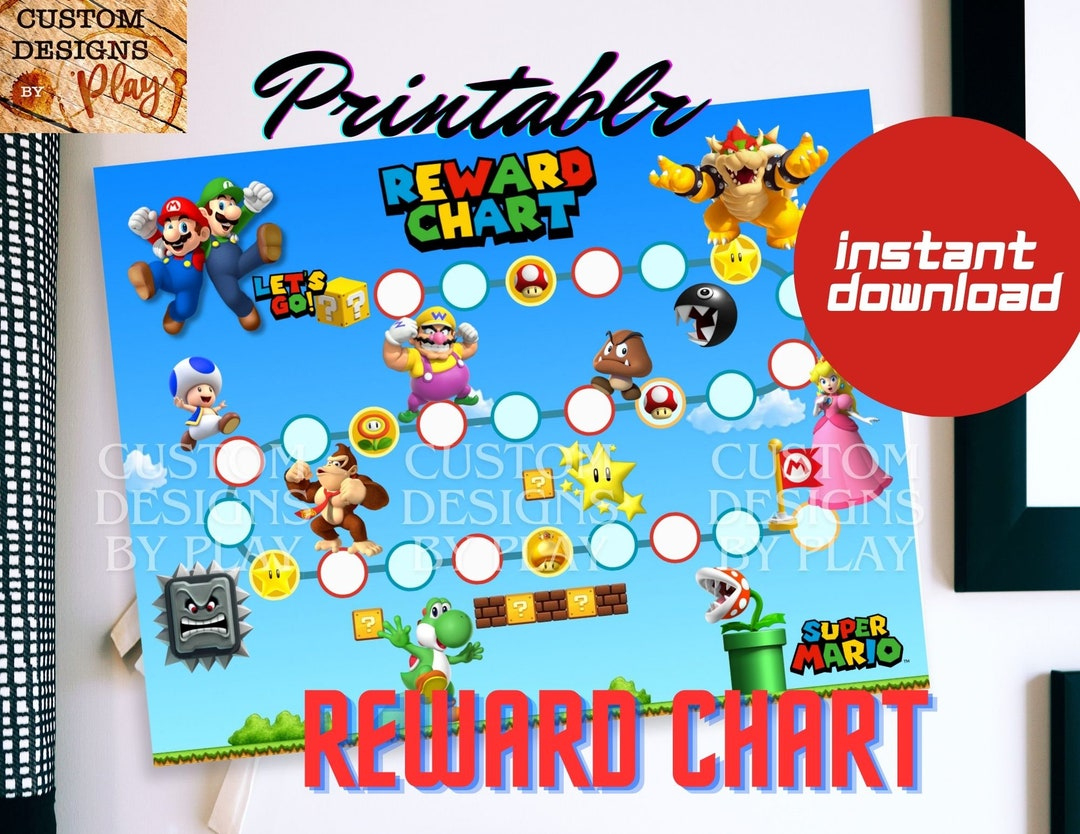 Super Mario Printable Reward Chart, Potty Training Chart, Digital pertaining to Free Printable Super Mario Reward Chart Printable