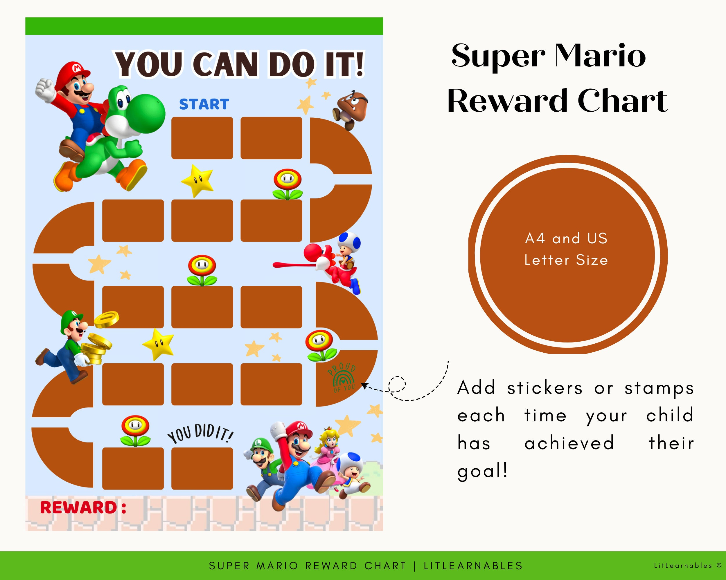 Super Mario Reward Chart | Editable| Toddler Reward Chart regarding Free Printable Super Mario Reward Chart Printable