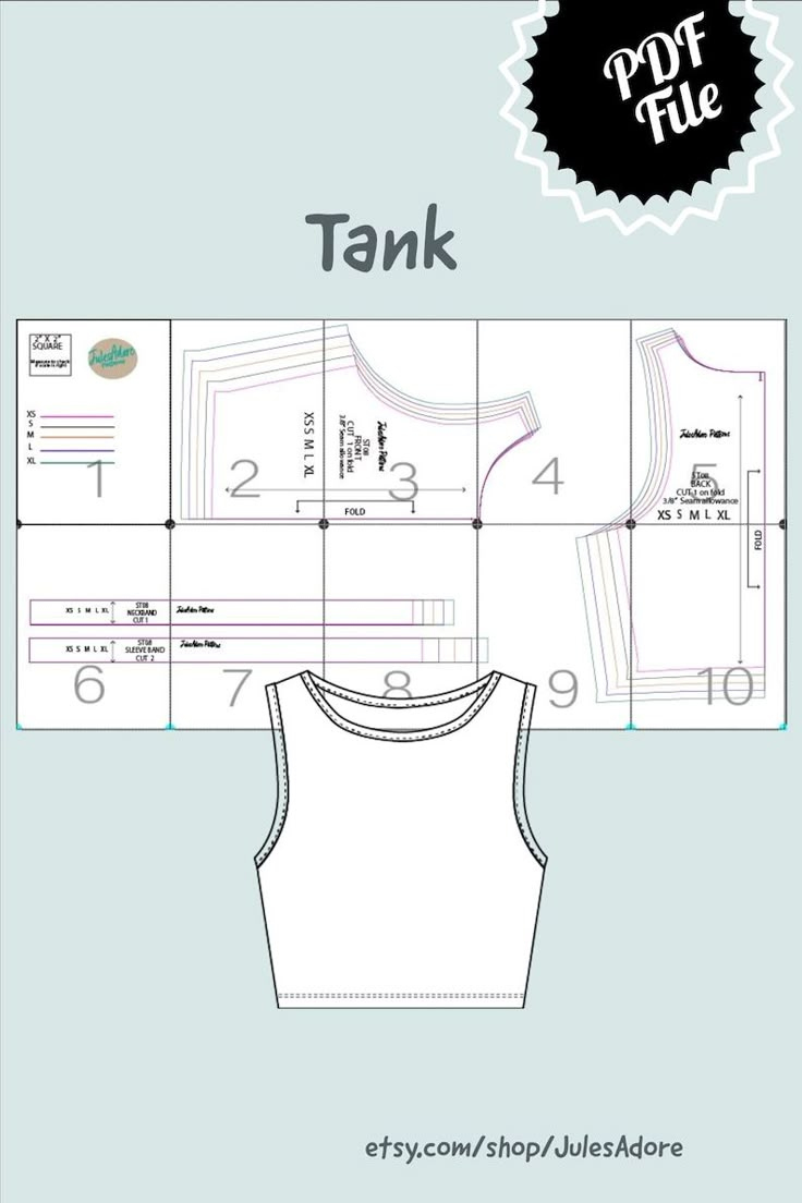 Tank Top Sewing Pattern - Pdf - Women&amp;#039;S Sizes Xs To Xl / Print At with Printable Free Tank Top Sewing Pattern
