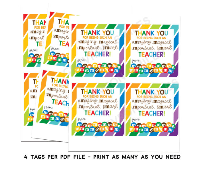 M M Teacher Appreciation Tag Free Printable