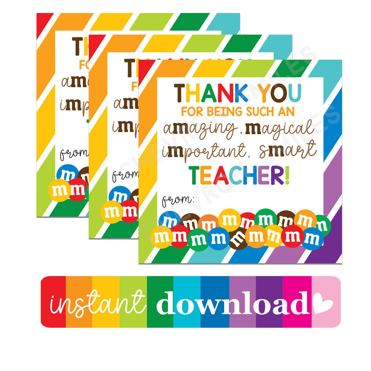 Teacher Appreciation Printable Tag | Teacher Rainbow Tags | Staff with M M Teacher Appreciation Printable