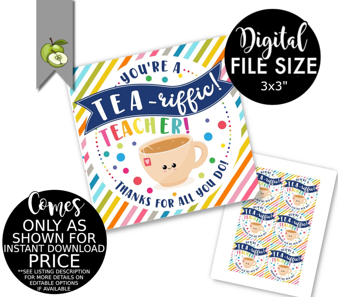 Teacher Tea Bag Gift Tag, Tea Gift Tag, Tea Lover, Tea&amp;#039;Riffic with Tea Riffic Teacher Printable Free