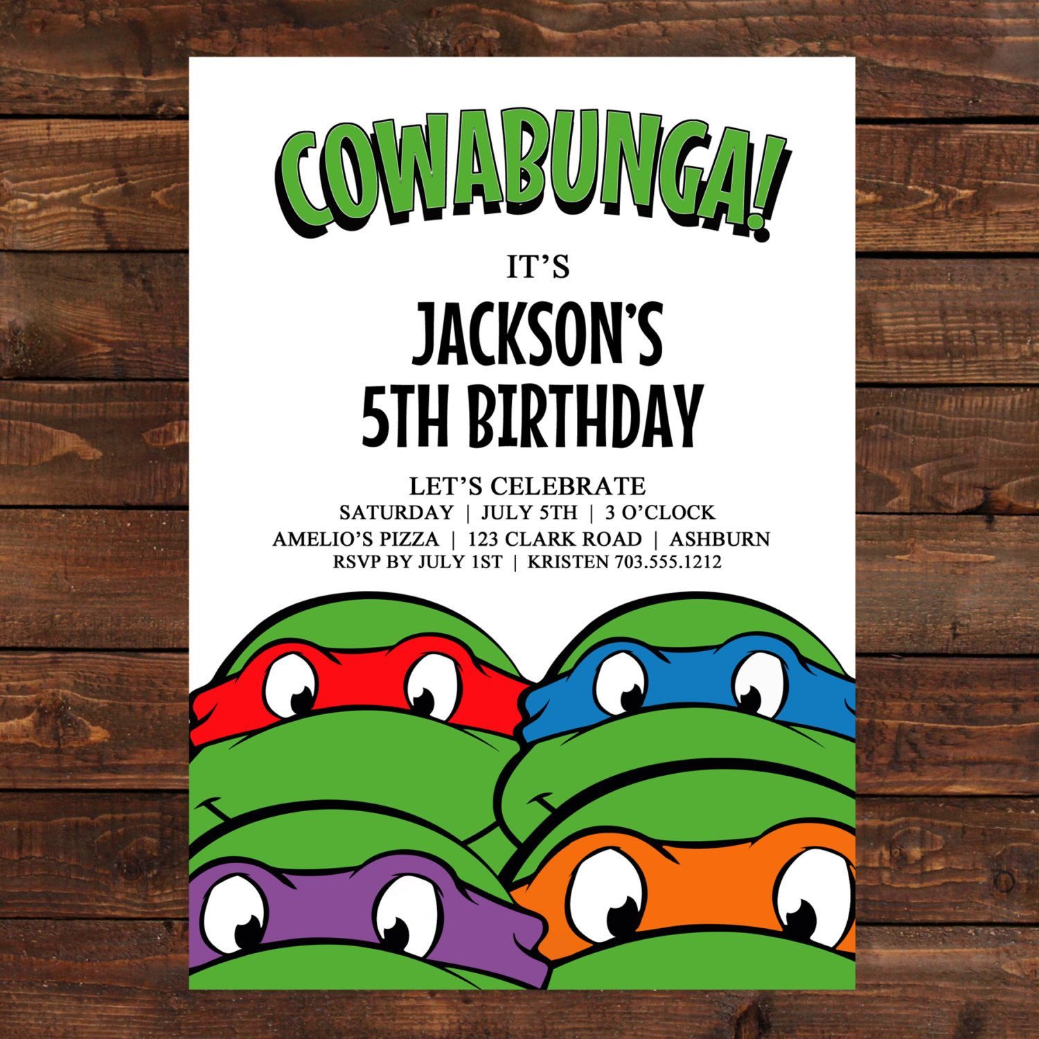 Teenage Mutant Ninja Turtles Birthday Party Invitations regarding Free Printable Ninja Turtle Birthday Invitations