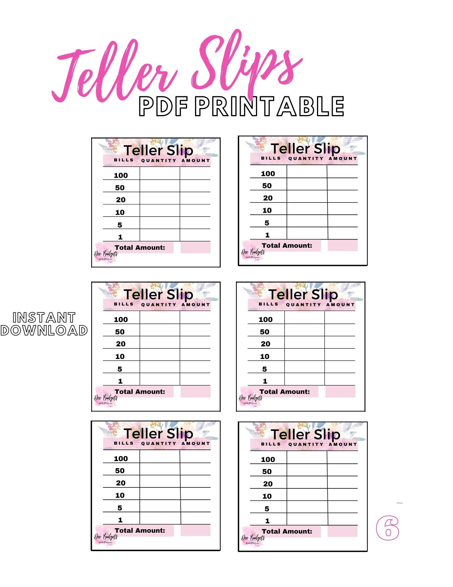 Teller Slips, Cash Breakdown, Printable Cash Breakdown, Bank inside Teller Slip Printable Free